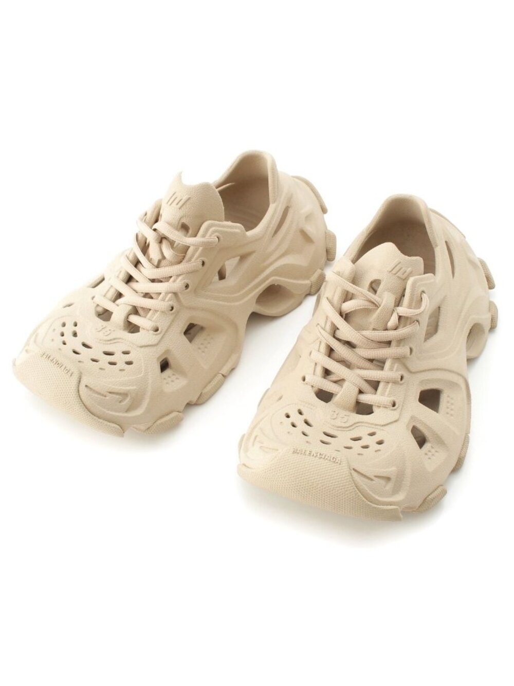 Balenciaga HD Lace Up Logo Rubber Low-Cut Sneakers Beige